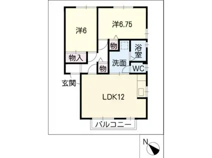 クレベール佐治A棟(2LDK/2階)の間取り写真