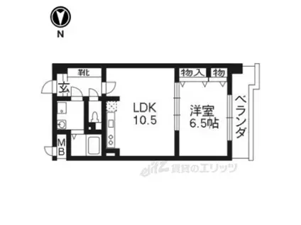 パレフルーヴ五条(1LDK/3階)の間取り写真