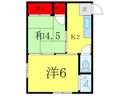 メゾン志賀(2K/2階)の間取り写真