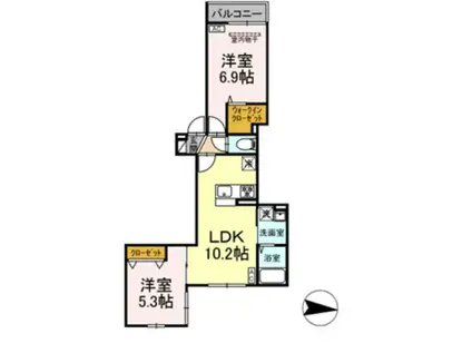 アンソレイエII(2LDK/3階)の間取り写真