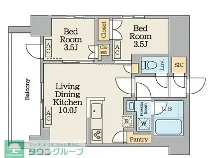 GARDEN XAVIS南蒲田(2LDK/5階)の間取り写真