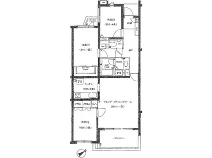 マートルコート文京西片(3LDK/4階)の間取り写真