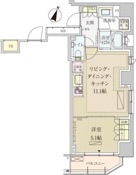 パークアクシス赤坂見附(1LDK/13階)の間取り写真