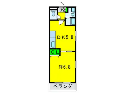 メゾンディーズ(1DK/2階)の間取り写真