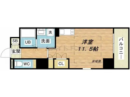 エルヴェ東天満(ワンルーム/4階)の間取り写真