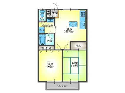 サンハイムK(2DK/2階)の間取り写真