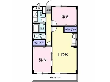 インペリアル中田(2LDK/2階)の間取り写真