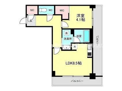 京町堀ビューアパートメント(1LDK/6階)の間取り写真
