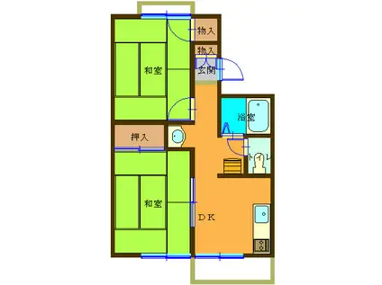 グリーンウッド(2DK/2階)の間取り写真