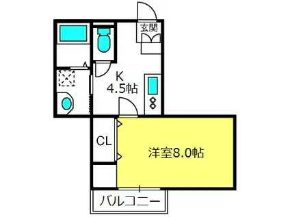 サン・パル(1K/1階)の間取り写真