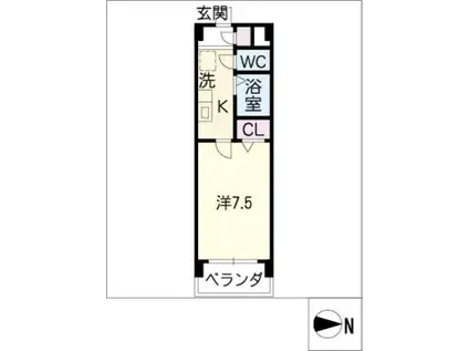 美佳ハイツ(1K/3階)の間取り写真