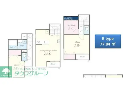 ミ・パティオB棟(2SLDK/1階)の間取り写真