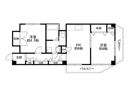 グランドゥール池田(2DK/4階)の間取り写真