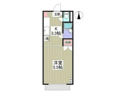 ヒルズ白楽I(1K/2階)の間取り写真