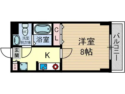 グランビスタⅡ(1K/3階)の間取り写真