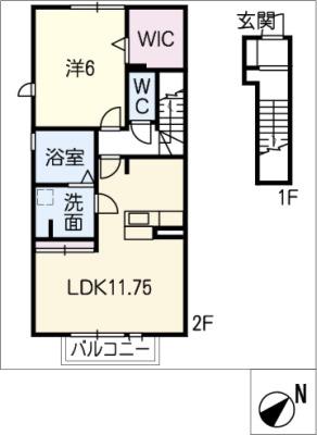 コモンセージ(1LDK/2階)の間取り写真