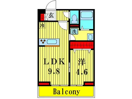 RASTA・D(1LDK/3階)の間取り写真