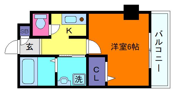 ラムール六甲山ノ手(1K/1階)の間取り写真