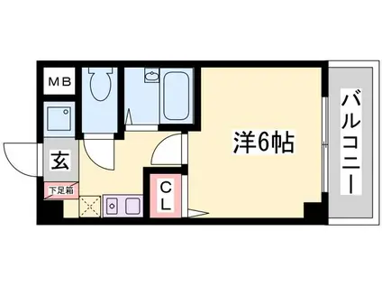 アスール神戸(1K/2階)の間取り写真