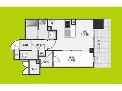 LA WAISON NAMBA ウエスト(1DK/5階)の間取り写真