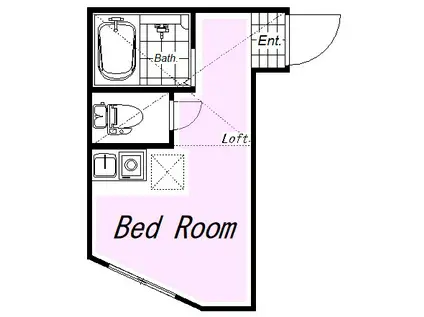 ユナイト安針ポルトスの杜(ワンルーム/1階)の間取り写真