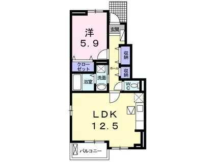 ヌーベル オーブ(1LDK/1階)の間取り写真