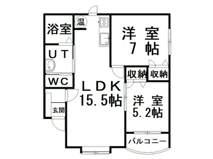 DIE・PERLE(2LDK/1階)の間取り写真