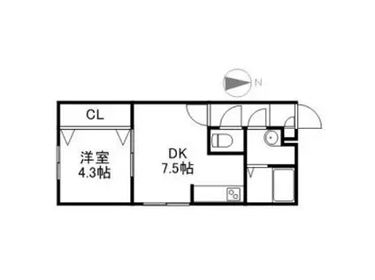 JAPAN(1DK/2階)の間取り写真