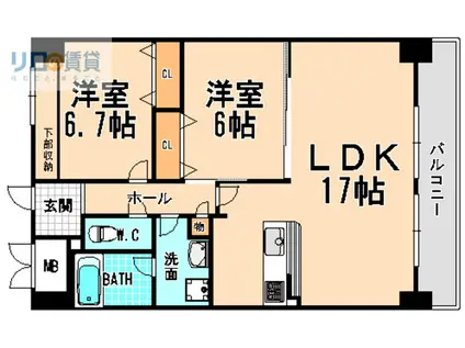 メイプルコート宝塚(2LDK/4階)の間取り写真
