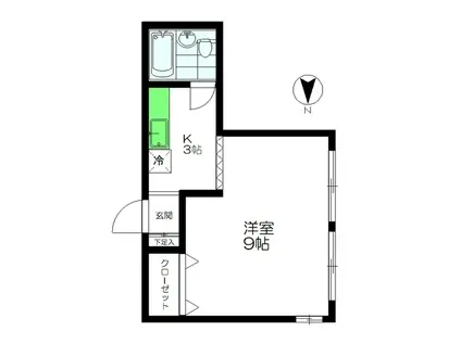 佐々木ビル(1K/2階)の間取り写真