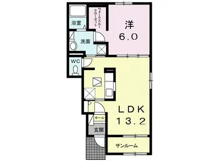 リザイア ビースティ(1LDK/1階)の間取り写真