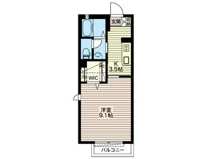 リバーサイドつくばII(1K/2階)の間取り写真