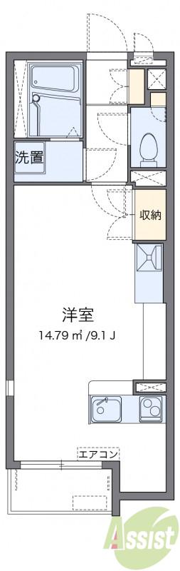 ミランダヴィラ曽根D(ワンルーム/1階)の間取り写真