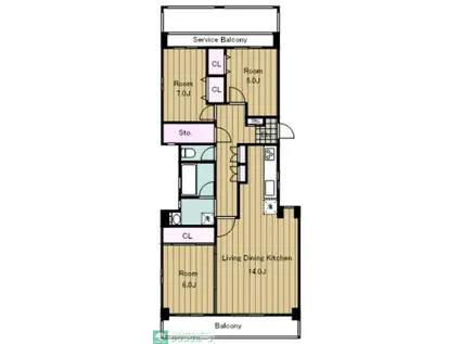 KENEDIX浦和元町A棟(3LDK/2階)の間取り写真