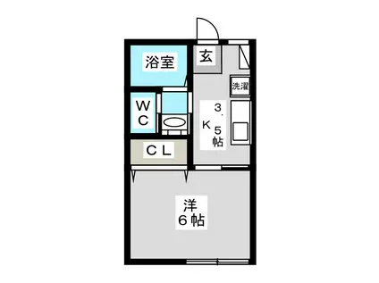 ハローハイツ(1K/1階)の間取り写真