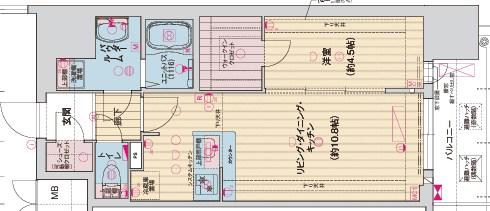ソルテラス神戸栄町通(1LDK/4階)の間取り写真