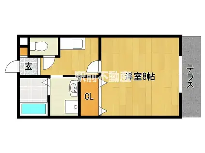 アドバンテイジ合川(1K/2階)の間取り写真