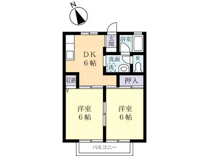 セジュール真鍋B(2DK/2階)の間取り写真