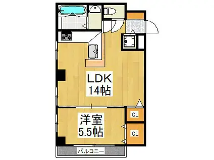 永井マンション(1LDK/3階)の間取り写真