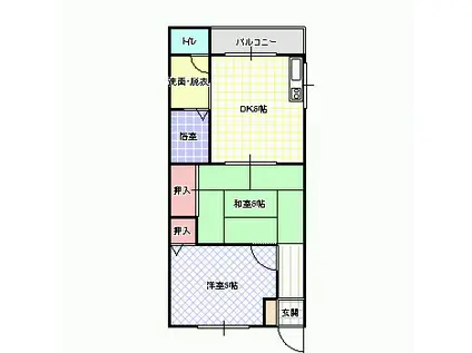 コーポ高柳(2DK/1階)の間取り写真