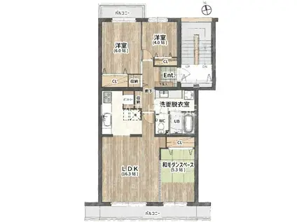 高麗ハイツ弐号棟(3LDK/2階)の間取り写真