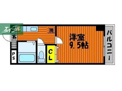 フォレスト東古松(1K/9階)の間取り写真