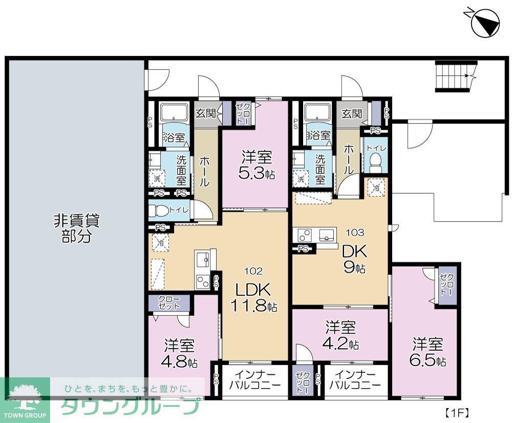 カサブランカ(2DK/1階)の間取り写真