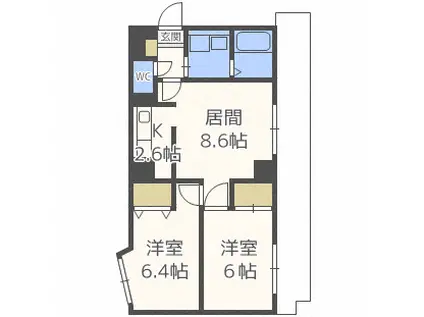 シルキーU6・1(2LDK/4階)の間取り写真