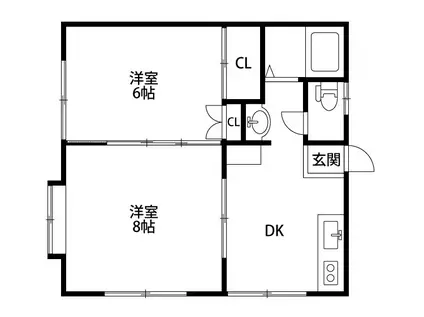 グリーンハイムII(2DK/2階)の間取り写真