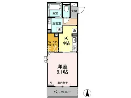 プライム逢妻(1K/3階)の間取り写真