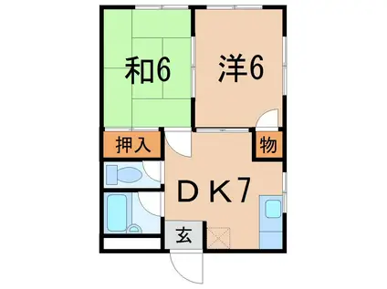 メゾンカンノ(2DK/2階)の間取り写真