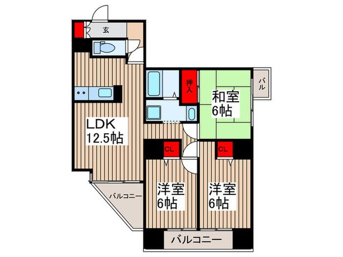 TS GARDEN東陽町(3LDK/9階)の間取り写真