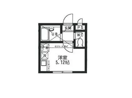 ウィズプレイスカッサエヌ(ワンルーム/2階)の間取り写真