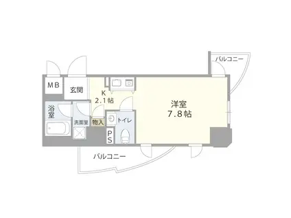 インターフェルティR2甲子園(1K/10階)の間取り写真